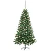 Image de Arbre de Noël Artificiel Pré-éclairé et Boules, Sapin de Noël avec LED, Décoration de Vacances, Ornement de Fête Intérieur Extérieur, 150 cm Vert