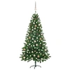 Image de Arbre de Noël Artificiel Pré-éclairé et Boules, Sapin de Noël avec LED, Décoration de Vacances, Ornement de Fête Intérieur Extérieur, 180 cm Vert