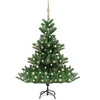 Image de Sapin de Noël Artificiel Nordmann avec LED et Boules Arbre de Noël Décoration de Noël Jardin Patio Arrière-cour Extérieur Vert 180 cm