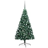 Image de Demi-arbre de Noël Artificiel Pré-éclairé et Boules, Sapin de Noël avec LED, Décoration de Vacances, Ornement de Fête Intérieur Extérieur, Vert 180