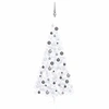Image de Demi-arbre de Noël artificiel avec LED et boules Blanc 210 cm 3077657