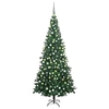 Image de Arbre de Noël Artificiel Pré-éclairé et Boules, Sapin de Noël avec LED, Décoration de Vacances, Ornement de Fête Intérieur Extérieur, L 240 cm Vert