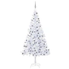 Image de Arbre de Noël Artificiel Pré-éclairé et Boules, Sapin de Noël avec LED, Décoration de Vacances, Ornement de Fête Intérieur Extérieur, L 240 cm Blanc