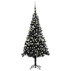 Image de Arbre de Noël Artificiel avec LED et Boules Sapin de Noël Décoration de Noël Jardin Patio Arrière-cour Extérieur Noir 3077678