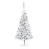 Image de Arbre de Noël Artificiel Pré-éclairé/Boules, Sapin de Noël avec LED, Décoration de Vacances, Ornement de Fête Intérieur Extérieur, Argenté 120 cm PET