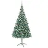 Image de Arbre de Noël Artificiel Pré-éclairé/Boules Pommes de Pin, Sapin de Noël avec LED, Décoration de Vacances, Ornement de Fête Intérieur Extérieur,