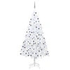 Image de Arbre de Noël Artificiel Pré-éclairé et Boules, Sapin de Noël avec LED, Décoration de Vacances, Ornement de Fête Intérieur Extérieur, Blanc 210 cm
