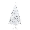 Image de Arbre de Noël Artificiel Pré-éclairé et Boules, Sapin de Noël avec LED, Décoration de Vacances, Ornement de Fête Intérieur Extérieur, Blanc 240 cm