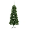 Image de Arbre de Noël Artificiel Pré-éclairé et Boules, Sapin de Noël avec LED, Décoration de Vacances, Ornement de Fête Intérieur Extérieur, 240 cm Vert