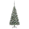 Image de Arbre de Noël Artificiel Pré-éclairé/Boules Pommes de Pin, Sapin de Noël avec LED, Décoration de Vacances, Ornement de Fête Intérieur Extérieur,