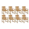 Image de Lot de 8 chaise exterieur non pliable H. 92 cm en acacia bois