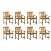 Image de Lot de 8 chaise exterieur empilable non pliable en acacia H. 92 cm gris