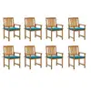 Image de Lot de 8 chaise en acacia empilable non pliable H. 92 cm exterieur bleu