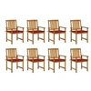 Image de Lot de 8 chaise exterieur empilable non pliable en acacia H. 92 cm rouge