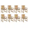 Image de Lot de 8 chaise H. 92 cm non pliable en acacia exterieur bois