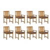 Image de Lot de 8 chaise exterieur empilable non pliable en acacia H. 92 cm marron