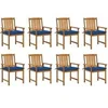 Image de Lot de 8 chaise en acacia empilable non pliable exterieur H. 92 cm bleu