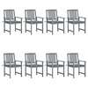 Image de Chaises de jardin et coussins lot de 8 Bois acacia solide Gris
