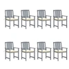 Image de Lot de 8 chaise en acacia non pliable exterieur H. 92 cm gris