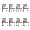 Image de Chaises de jardin et coussins lot de 8 Bois acacia solide Gris