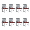 Image de Chaises de jardin et coussins lot de 8 Bois acacia solide Gris