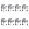 Image de Chaises de jardin et coussins lot de 8 Bois acacia solide Gris