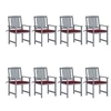 Image de Chaises de jardin et coussins lot de 8 Bois acacia solide Gris