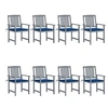 Image de Lot de 8 chaise exterieur non pliable en acacia H. 92 cm gris
