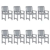 Image de Chaises de jardin et coussins lot de 8 Bois acacia solide Gris