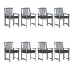 Image de Chaises de jardin et coussins lot de 8 Bois acacia solide Gris