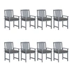 Image de Chaises de jardin et coussins lot de 8 Bois acacia solide Gris