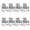 Image de Chaises de jardin et coussins lot de 8 Bois acacia solide Gris