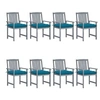 Image de Chaises de jardin et coussins lot de 8 Bois acacia solide Gris