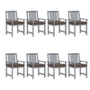 Image de Lot de 8 chaise en acacia H. 92 cm gris exterieur