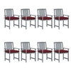 Image de Chaises de jardin et coussins lot de 8 Bois acacia solide Gris