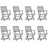 Image de Lot de 8 chaise exterieur pliable en acacia beige