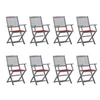 Image de Chaises pliables d extérieur lot de 8 et coussins Bois d acacia