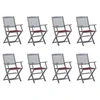 Image de Chaises pliables d extérieur lot de 8 et coussins Bois d acacia