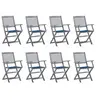 Image de Chaises pliables d extérieur lot de 8 et coussins Bois d acacia