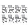 Image de Chaises pliables d extérieur lot de 8 et coussins Bois d acacia