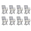 Image de Chaises pliables d extérieur lot de 8 et coussins Bois d acacia