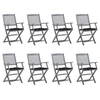 Image de Chaises pliables d extérieur lot de 8 et coussins Bois d acacia