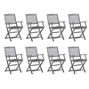 Image de Chaises pliables d extérieur lot de 8 et coussins Bois d acacia