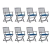 Image de Tuinstoelen 8 st inklapbaar met kussens massief acaciahout3078287