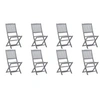 Image de Lot de 8 chaise en acacia non pliable H. 91 cm exterieur gris