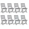 Image de Chaises pliables d extérieur lot de 8 et coussins Bois d acacia