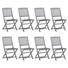 Image de Chaises pliables d extérieur lot de 8 et coussins Bois d acacia