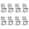 Image de Chaises pliables d extérieur lot de 8 et coussins Bois d acacia