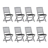 Image de Chaises pliables d extérieur lot de 8 et coussins Bois d acacia