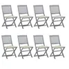 Image de Chaises pliables d extérieur lot de 8 et coussins Bois d acacia